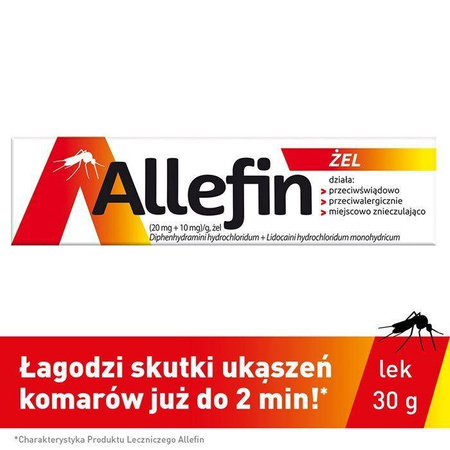 Allefin żel, ukąszenia, alergia, komary, 30 g