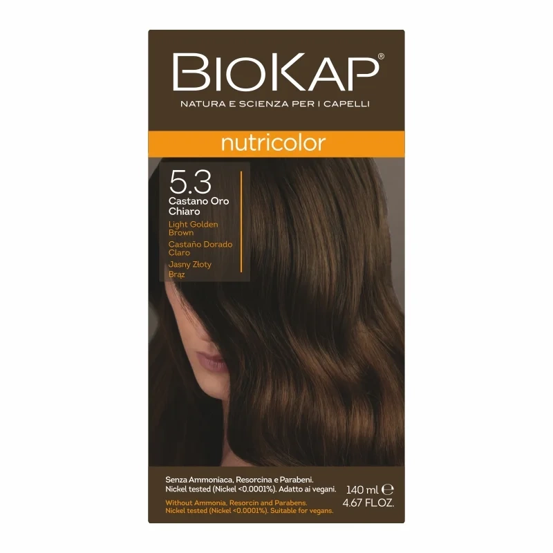 Крем-краска для волос Biokap Nutricolor, с натуральной формулой, 140 мл, оттенок 5.3 Jasny Złoty Brąz - Biokap - Podział według marek