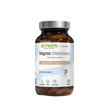 Biowen Magnez chelatowany - diglicynian magnezu, 100 kapsułek